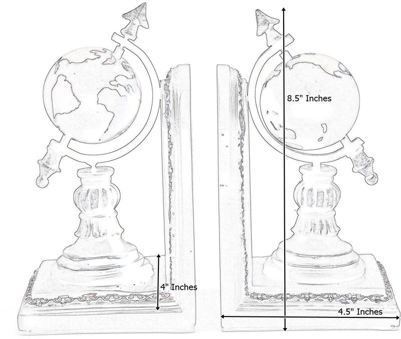 Bellaa Decorative Bookend Globe Arrow Armillary Atlas Celestial Sphere Astronomy Art Vintage Statues Book Ends Heavy Duty Shelf Supports Shelves Stoppers Holder Nonskid - Image 5